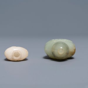 Deux tabatières en jade blanc et céladon de style moghol, Chine, 19ème — photo 3