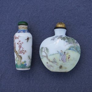 Deux tabatières en verre blanc émaillé, marques de Guyue Xuan, prob. ateliers impériaux, Pékin, Qianlong — photo 7