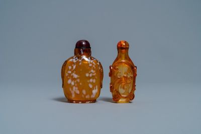 Deux tabatières en verre imitant l'agate, Chine, 18/19ème