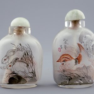 Deux tabatières en verre peint à l'intérieur au chat et tigre, Chine, 20ème — photo 4