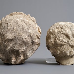 Deux têtes de chérubins en pierre calcaire, poss. France, 17ème — photo 4