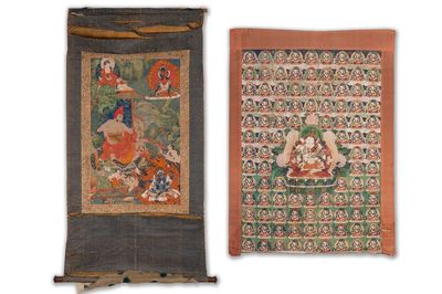 Deux thangkas représentant Chakrasamvara et un roi Shambhala, Tibet, 18/19ème