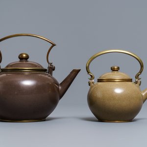 Deux théières en grès de Yixing poli de type Bencharong pour le marché thai, 19ème — photo 2