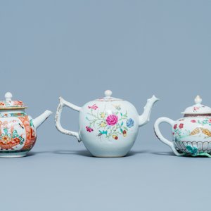 Deux théières en porcelaine de Chine famille rose et une décorée aux Pays-Bas, Kangxi/Qianlong — photo 4