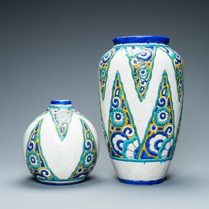 Deux vases Art Deco aux émaux craquelés, Boch Kéramis, 1ère moitié du 20ème — photo 2