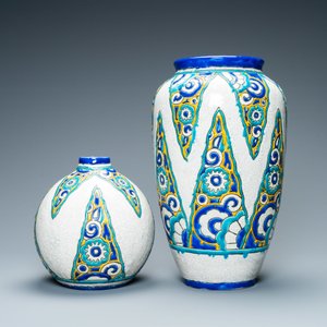 Deux vases Art Deco aux émaux craquelés, Boch Kéramis, 1ère moitié du 20ème — photo 3