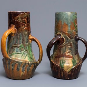 Deux vases Art Nouveau en poterie flamande à décor de canards, Leo Maes Vereenoghe, Torhout, 1891-1909 — photo 4