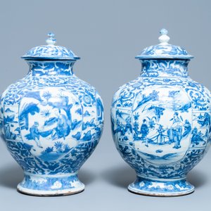 Deux vases couverts en porcelaine de Chine en bleu et blanc, Wanli — photo 4