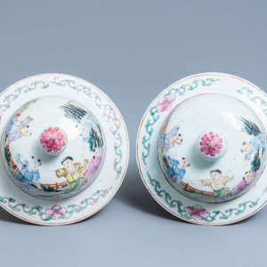 Deux vases couverts en porcelaine de Chine famille rose, marque de Qianlong, 19/20ème — photo 7