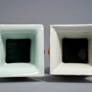 Deux vases de forme carré en porcelaine de Chine qianjiang cai, 19/20ème — photo 6