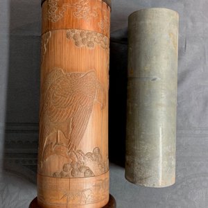 Deux vases en bronze incrusté et un ikebana à décor d'un aigle, Japon, Meiji, 19/20ème — photo 13