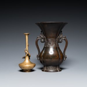 Deux vases en bronze, Japon, Edo/Meiji, 17/19ème — photo 4