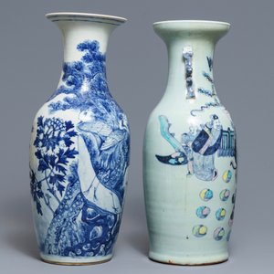Deux vases en porcelaine de Chine bleu et blanc et famille rose, 19ème — photo 2
