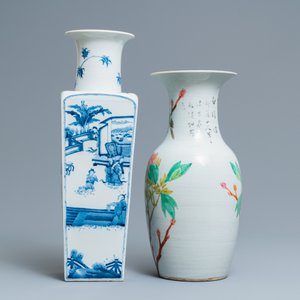 Deux vases en porcelaine de Chine bleu et blanc et qianjiang cai, 19/20ème — photo 4