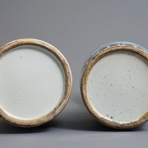 Deux vases en porcelaine de Chine bleu et blanc sur fond céladon, 19ème — photo 5