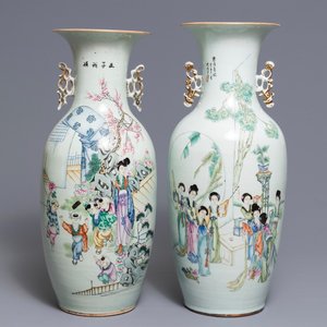 Deux vases en porcelaine de Chine famille rose, 19/20ème — photo 1