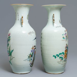 Deux vases en porcelaine de Chine famille rose, 19/20ème — photo 2