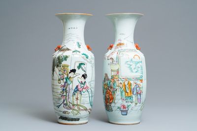 Deux vases en porcelaine de Chine famille rose, 19/20ème