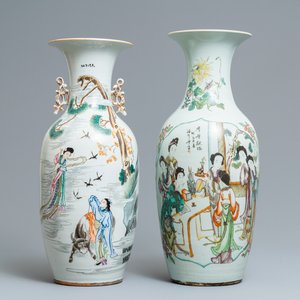 Deux vases en porcelaine de Chine famille rose, 19/20ème — photo 1