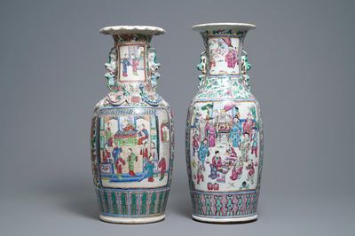 Deux vases en porcelaine de Chine famille rose, 19ème