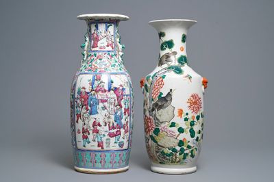 Deux vases en porcelaine de Chine famille rose, 19ème