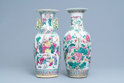 Deux vases en porcelaine de Chine famille rose, 19ème