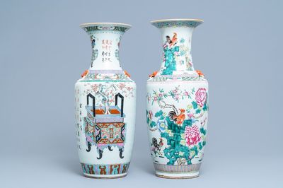 Deux vases en porcelaine de Chine famille rose, 19ème