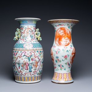 Deux vases en porcelaine de Chine famille rose, 19ème — photo 3