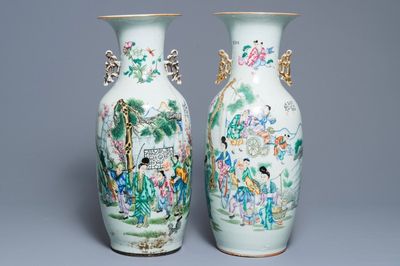 Deux vases en porcelaine de Chine famille rose aux décors doubles, 19/20ème