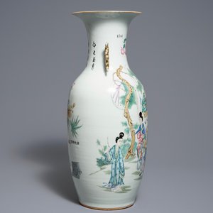 Deux vases en porcelaine de Chine famille rose aux décors doubles, 19/20ème — photo 12