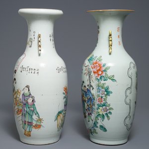 Deux vases en porcelaine de Chine famille rose aux double décors, 19/20ème — photo 4