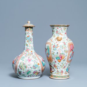 Deux vases en porcelaine de Chine famille rose de Canton, 19ème — photo 2
