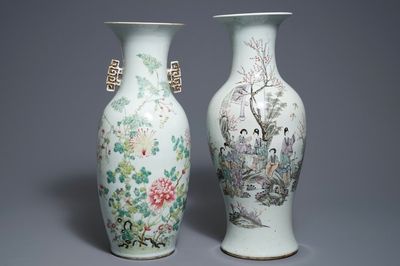 Deux vases en porcelaine de Chine famille rose et qianjiang cai, 19/20ème