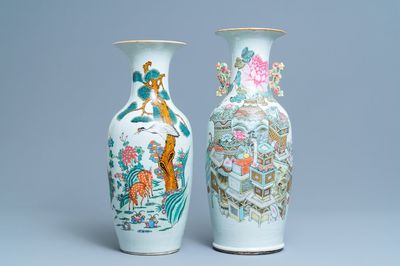 Deux vases en porcelaine de Chine famille rose et qianjiang cai, 19/20ème