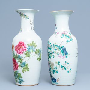 Deux vases en porcelaine de Chine famille rose et qianjiang cai, 19ème — photo 4