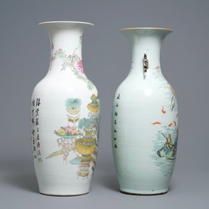 Deux vases en porcelaine de Chine famille rose et qianjiang cai, un signé Xu Pinheng, 19ème et 20ème — photo 2