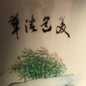 Deux vases en porcelaine de Chine famille rose et un en bleu et blanc sur fond céladon, 19/20ème — photo 9