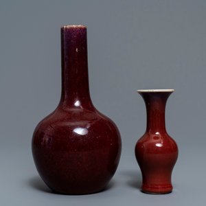 Deux vases en porcelaine de Chine monochrome sang de boeuf et flambé, 19ème — photo 3