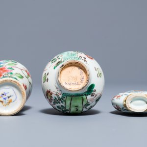 Deux vases et une tabatière en porcelaine de Chine famille rose et verte, Kangxi/Yongzheng — photo 6