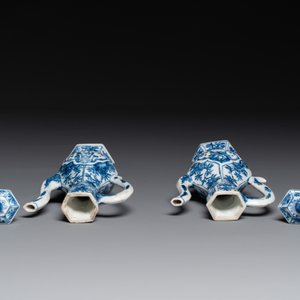Deux verseuses couvertes en porcelaine de Chine en bleu et blanc, Kangxi — photo 4