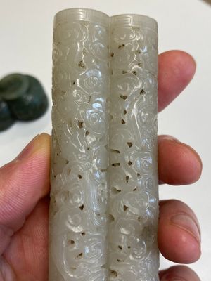 Diffuseur de parfum en jade blanc au couvercle et base en jade vert épinard, Chine, Qing — photo 11