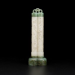 Diffuseur de parfum en jade blanc au couvercle et base en jade vert épinard, Chine, Qing — photo 3