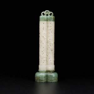 Diffuseur de parfum en jade blanc au couvercle et base en jade vert épinard, Chine, Qing — photo 5