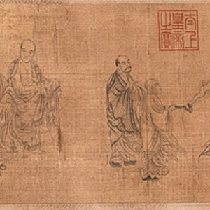 Ding Yunpeng 丁云鹏 (1547- ca. 1628): '14 Luohan', ink and colour on silk, Qianlong seal mark — 照片 1