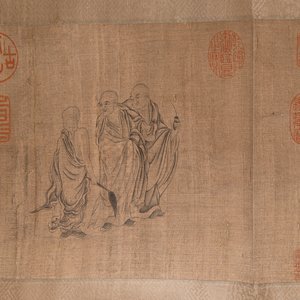 Ding Yunpeng 丁云鹏 (1547- ca. 1628): '14 Luohan', ink and colour on silk, Qianlong seal mark — 照片 5