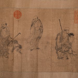 Ding Yunpeng 丁云鹏 (1547- ca. 1628): '14 Luohan', ink and colour on silk, Qianlong seal mark — 照片 7