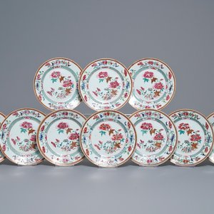Dix assiettes en porcelaine de Chine famille rose, Qianlong — photo 1