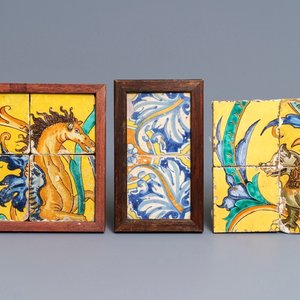 Dix carreaux polychromes en faïence espagnole, Triana, Seville, 17ème — photo 1