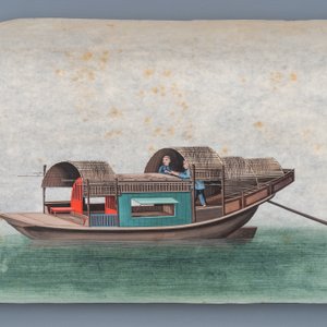Dix peintures sur papier de riz à décor de jonques, Canton, Chine, 19ème — photo 4
