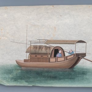 Dix peintures sur papier de riz à décor de jonques, Canton, Chine, 19ème — photo 5